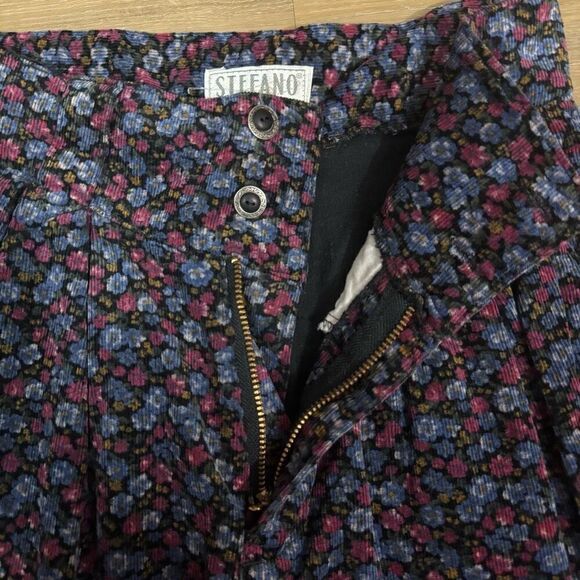 Vintage Stefano 8 High Rise Micro Floral Courduroy Pants Blue Purple Cottagecore - Picture 5 of 8